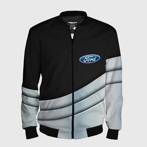 Мужской бомбер FORD metal texture / 3D-Черный – фото 1