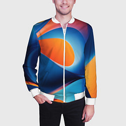 Бомбер мужской Абстрактный геометрический градиент, цвет: 3D-белый — фото 2