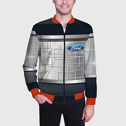 Бомбер мужской FORD текстура из метала, цвет: 3D-красный — фото 2