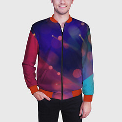 Бомбер мужской Абстракция - брызги, цвет: 3D-красный — фото 2