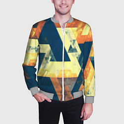 Бомбер мужской Абстрактные треугольники, цвет: 3D-меланж — фото 2