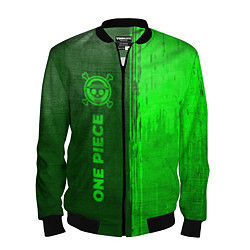 Бомбер мужской One Piece - green gradient по-вертикали, цвет: 3D-черный