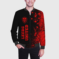 Бомбер мужской Leeds United - red gradient по-вертикали, цвет: 3D-черный — фото 2
