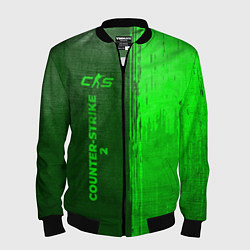 Бомбер мужской Counter-Strike 2 - green gradient по-вертикали, цвет: 3D-черный