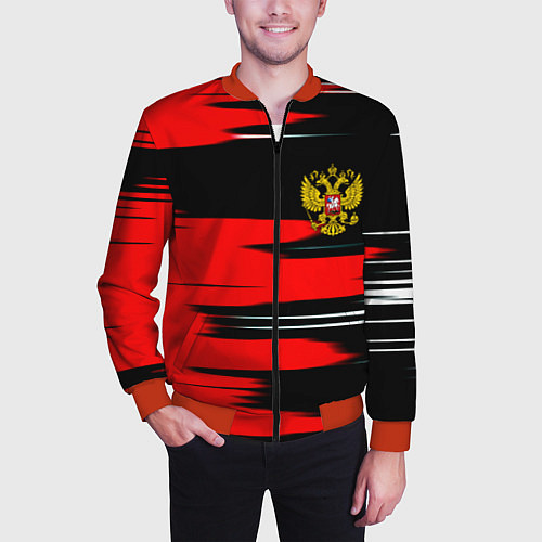 Мужской бомбер Россия полосы краски / 3D-Красный – фото 3