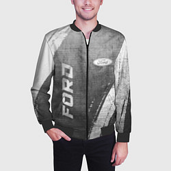 Бомбер мужской Ford - grey gradient вертикально, цвет: 3D-черный — фото 2