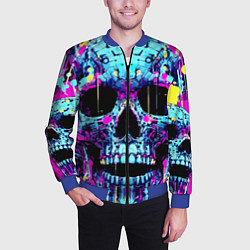 Бомбер мужской Cool skull sketch - blots, цвет: 3D-синий — фото 2