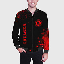 Бомбер мужской Chelsea - red gradient вертикально, цвет: 3D-черный — фото 2