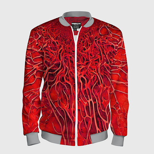 Мужской бомбер Красный симбионт абстракция / 3D-Меланж – фото 1