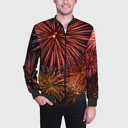 Бомбер мужской Яркий красочный фейерверк, цвет: 3D-черный — фото 2