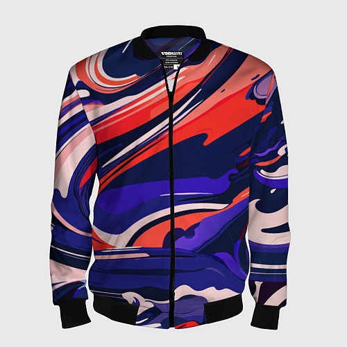 Мужской бомбер Абстракция разводов разноцветная / 3D-Черный – фото 1