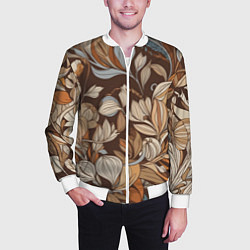 Бомбер мужской Спокойная ботаническая иллюстрация, цвет: 3D-белый — фото 2