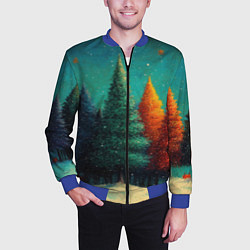 Бомбер мужской Разноцветные елочки, цвет: 3D-синий — фото 2