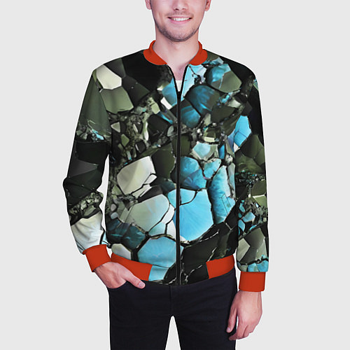 Мужской бомбер Чёрно-синий камень / 3D-Красный – фото 3