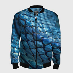 Бомбер мужской Голубая кожа змеи, цвет: 3D-черный