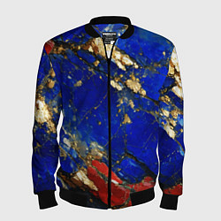 Бомбер мужской Золотой и красный минерал в синем камне, цвет: 3D-черный