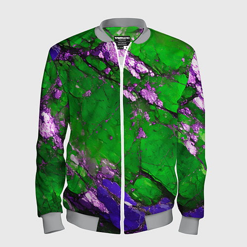 Мужской бомбер A purple mineral in a green stone / 3D-Меланж – фото 1