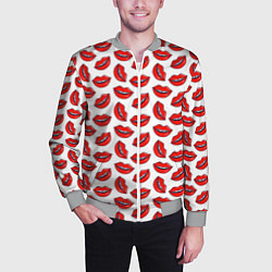 Бомбер мужской Паттерн с женскими губами, цвет: 3D-меланж — фото 2