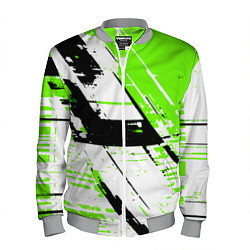 Бомбер мужской Diagonal black and green stripes on a white backgr, цвет: 3D-меланж