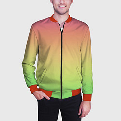 Бомбер мужской Градиент заря розово-зелёный, цвет: 3D-красный — фото 2