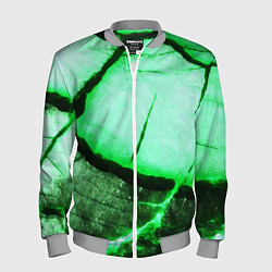 Мужской бомбер Трещины на абстрактном зелёном фоне