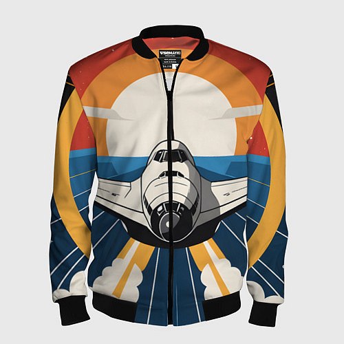 Мужской бомбер Скоростной ретро самолет / 3D-Черный – фото 1