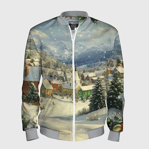 Мужской бомбер Дух рождества / 3D-Меланж – фото 1