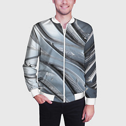 Бомбер мужской Полированный металл серебряный, цвет: 3D-белый — фото 2