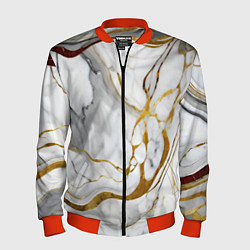 Бомбер мужской Жёлто-белый мрамор, цвет: 3D-красный