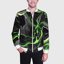 Бомбер мужской Зелёно-чёрный мрамор, цвет: 3D-белый — фото 2
