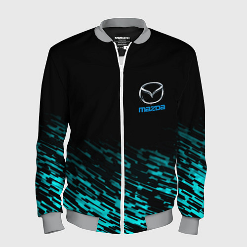 Мужской бомбер Mazda голубые краски / 3D-Меланж – фото 1