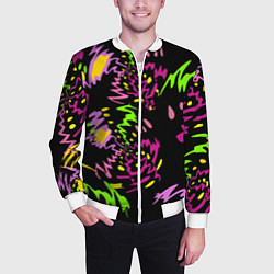 Бомбер мужской Яркие абстрактные круги-зигзаги, цвет: 3D-белый — фото 2