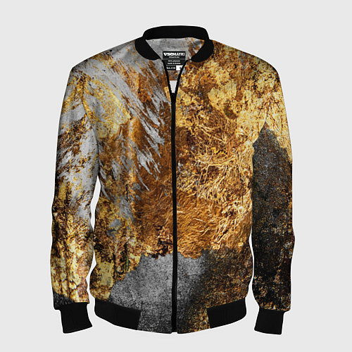 Мужской бомбер Текстура золота и бетона / 3D-Черный – фото 1