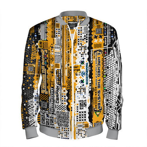 Мужской бомбер Cyberpunk pattern yellow / 3D-Меланж – фото 1