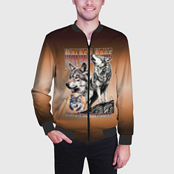 Бомбер мужской Волки с надписью, цвет: 3D-черный — фото 2