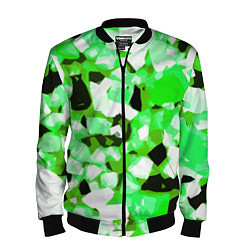 Бомбер мужской Green and white abstraction on a black background, цвет: 3D-черный