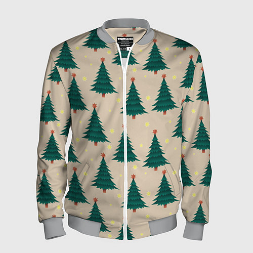 Мужской бомбер Новогодняя ель / 3D-Меланж – фото 1