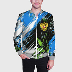 Бомбер мужской Герб России на камуфляже, цвет: 3D-меланж — фото 2