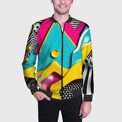 Бомбер мужской Праздничная абстракция, цвет: 3D-черный — фото 2