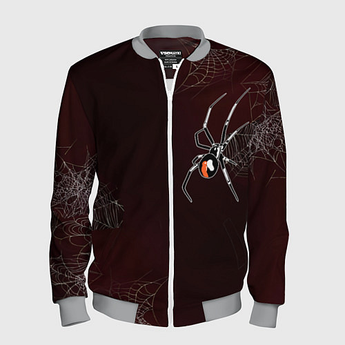 Мужской бомбер Паук тарантул на паутине / 3D-Меланж – фото 1
