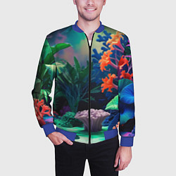Бомбер мужской Морское дно с кораллами, цвет: 3D-синий — фото 2