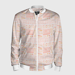 Мужской бомбер Узор в этническом стиле розово-бежевый