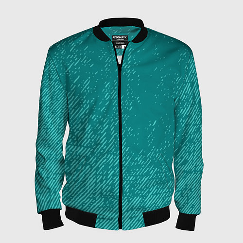 Мужской бомбер Джинс с потертостями-зеленый / 3D-Черный – фото 1