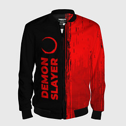 Бомбер мужской Demon Slayer - red gradient по-вертикали, цвет: 3D-черный