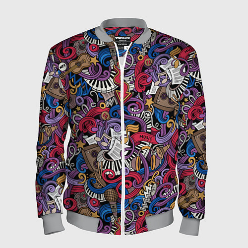 Мужской бомбер Музыкальный коллаж / 3D-Меланж – фото 1