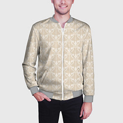 Бомбер мужской Элегантный бежевый узор с дамасками, цвет: 3D-меланж — фото 2