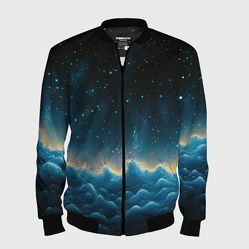 Мужской бомбер Облака и черное небо текстура / 3D-Черный – фото 1