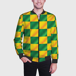 Бомбер мужской Желтый и зеленый геометрический паттерн, цвет: 3D-черный — фото 2
