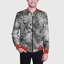 Бомбер мужской Серый тай дай - абстракция, цвет: 3D-красный — фото 2