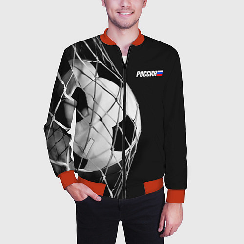 Мужской бомбер Футбольный мяч в сетке ворот / 3D-Красный – фото 3
